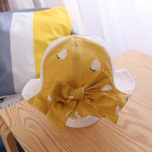 

MZ9227 Peach Pattern Children Net Hat Fisherman Hat Baby Sunscreen Sun Hat, Size: 50cm(Yellow)