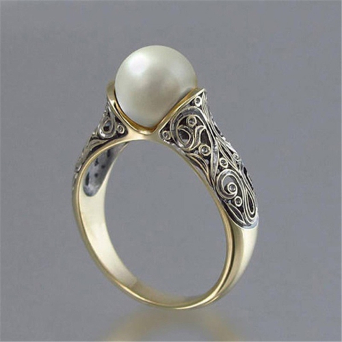 

Women Retro Style Inlaid Delicate Synthetic Pearl Ring Jewelry(6)