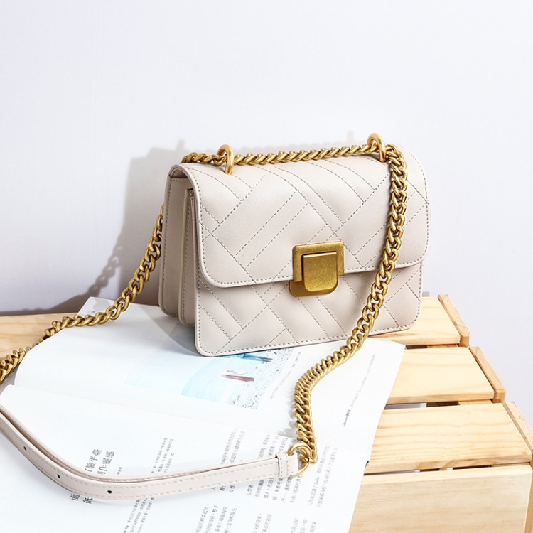 

7472 All-Match Messenger Chain Bag Single Shoulder Small Square Bag(Beige)