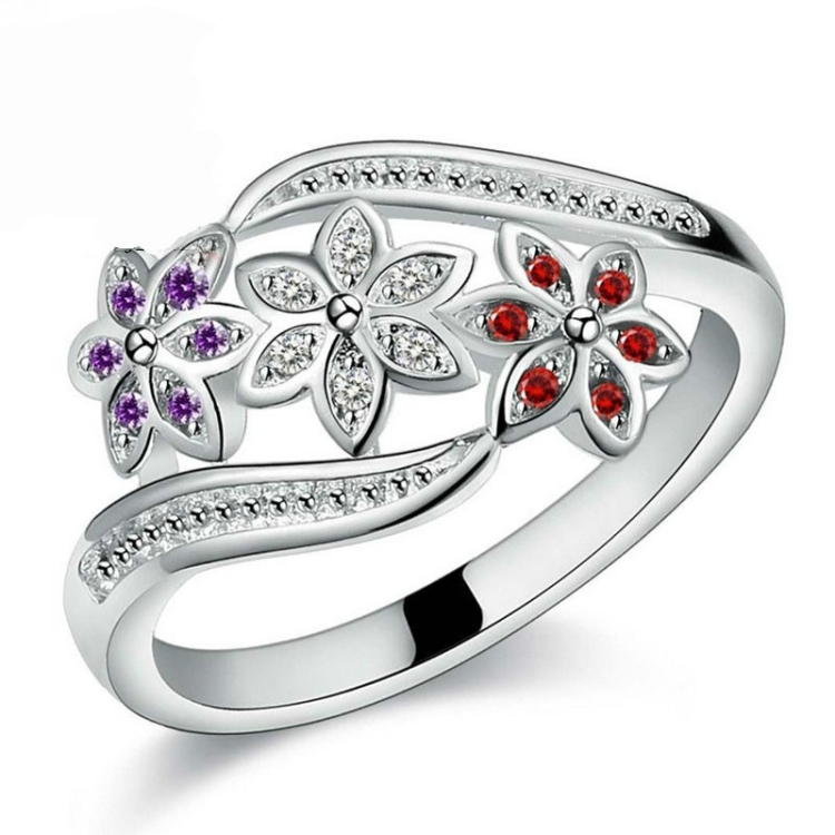 

Tricolor Flower Fashion Color Tail Diamond Ring(7)