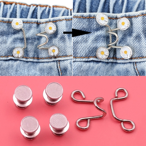 

5 PCS 6 in 1 Nail-Free Detachable Button Jeans Waist Adjustment Buckle Set, Colour: 25mm (Silver)