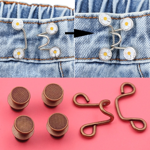 

5 PCS 6 in 1 Nail-Free Detachable Button Jeans Waist Adjustment Buckle Set, Colour: 25mm (Bronze)