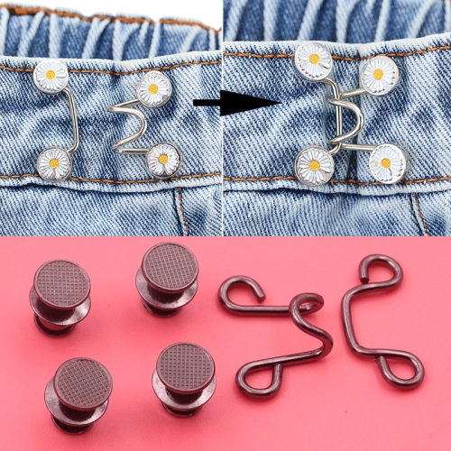 

5 PCS 6 in 1 Nail-Free Detachable Button Jeans Waist Adjustment Buckle Set, Colour: 32mm (Black)