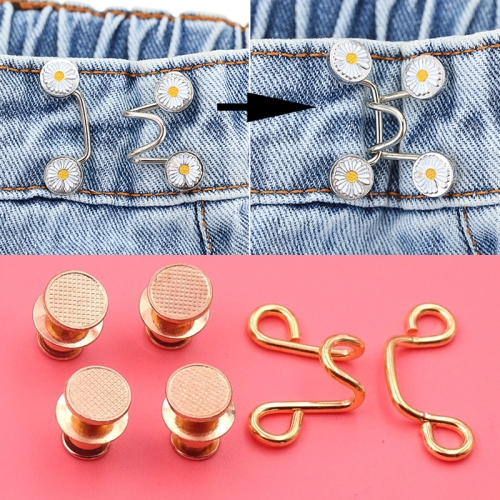 

5 PCS 6 in 1 Nail-Free Detachable Button Jeans Waist Adjustment Buckle Set, Colour: 25mm (Golden)