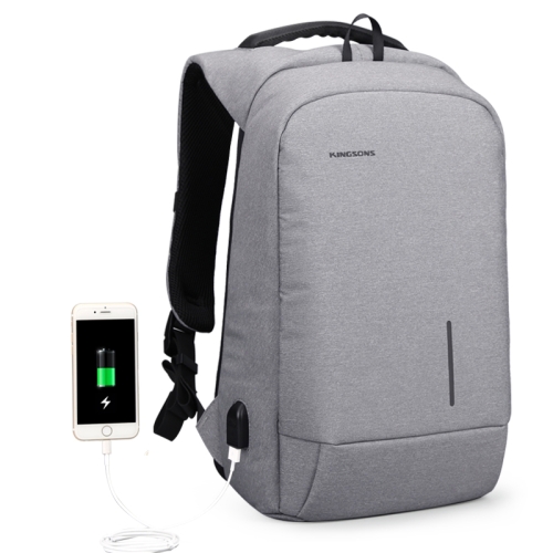 

KINGSONS KS-3149 Laptop Backpack College Student Anti-Theft USB Shoulders Bag 13-inch (Light Gray)