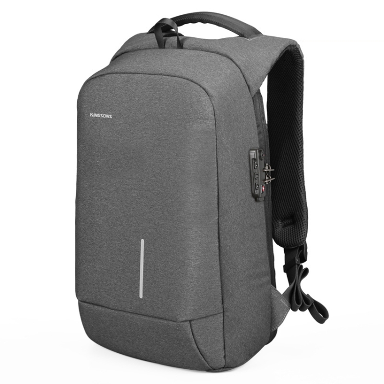 

KINGSONS KS-3149 Laptop Backpack College Student Anti-Theft USB Shoulders Bag 15-inch +Lock (Dark Gray)