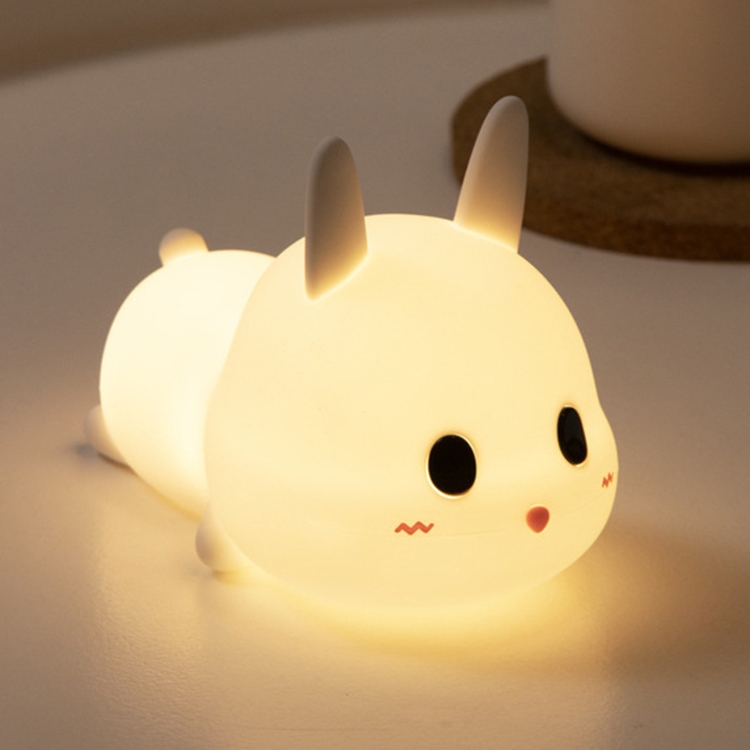 

Cute Rabbit Pet Night Light Bedside Nursing Eye Protection Children Sleeping Silicone Lamp(Press Version )