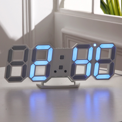 

6609 3D Stereo LED Alarm Clock Living Room 3D Wall Clock, Colour: Blue