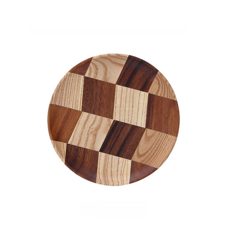 

Wooden Tray Dinner Plate Household Fruit Cake Dessert Plate Wooden Dish Round 18cm