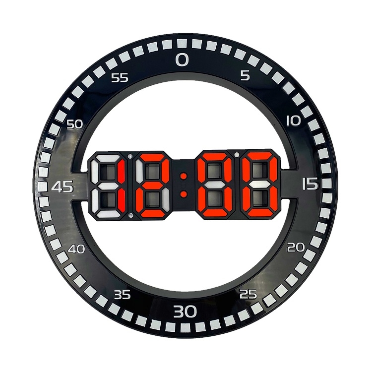 

DS-3688L Living Room 3D Wall Clock Big Screen LED Electronic Clock, Colour: Black+Red