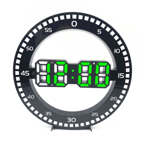 

DS-3688L Living Room 3D Wall Clock Big Screen LED Electronic Clock, Colour: Black+Green