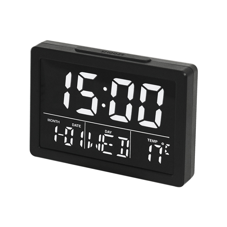 

Large Screen LED Clock Bedside Multifunctional Electronic Alarm Clock(Black Shell White Light)