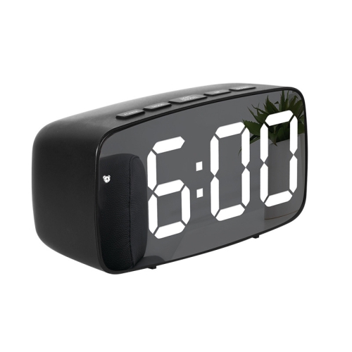 

Mirror Bedside Alarm Clock Battery Plug-In Dual-Purpose LED Clock, Colour: Arc-shaped Black Shell (Mirror White Light)