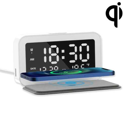 

15W Mobile Phone Wireless Charging Clock Night Light Alarm Clock(White)