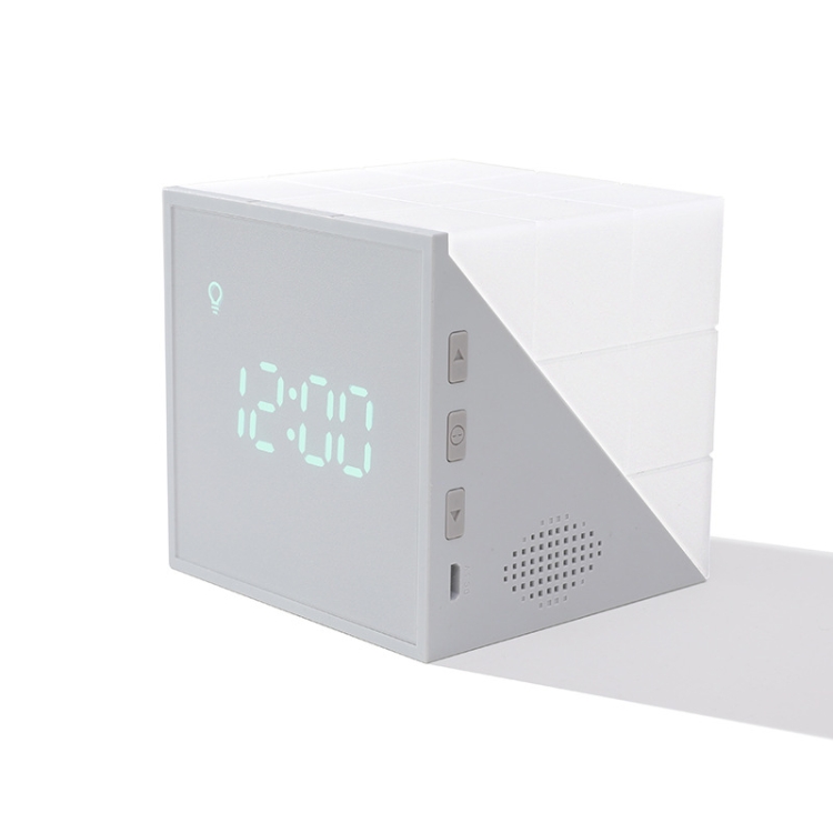 

Cube Alarm Clock With LED Night Light USB Charging Cartoon Colorful Alarm Clock(Gray)
