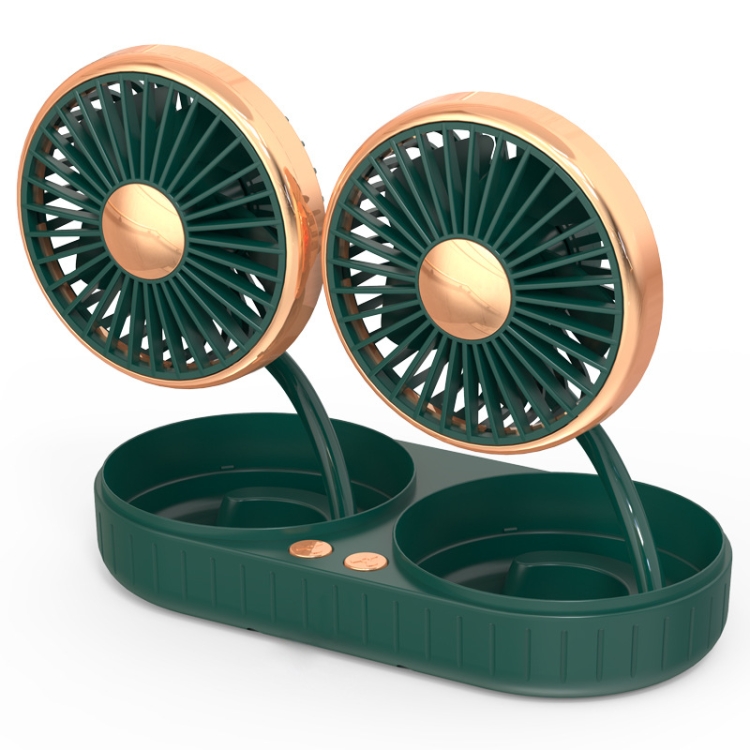 

F303 Car USB Fan 12/24V Car Shake Head Fan(Double Head Gold)
