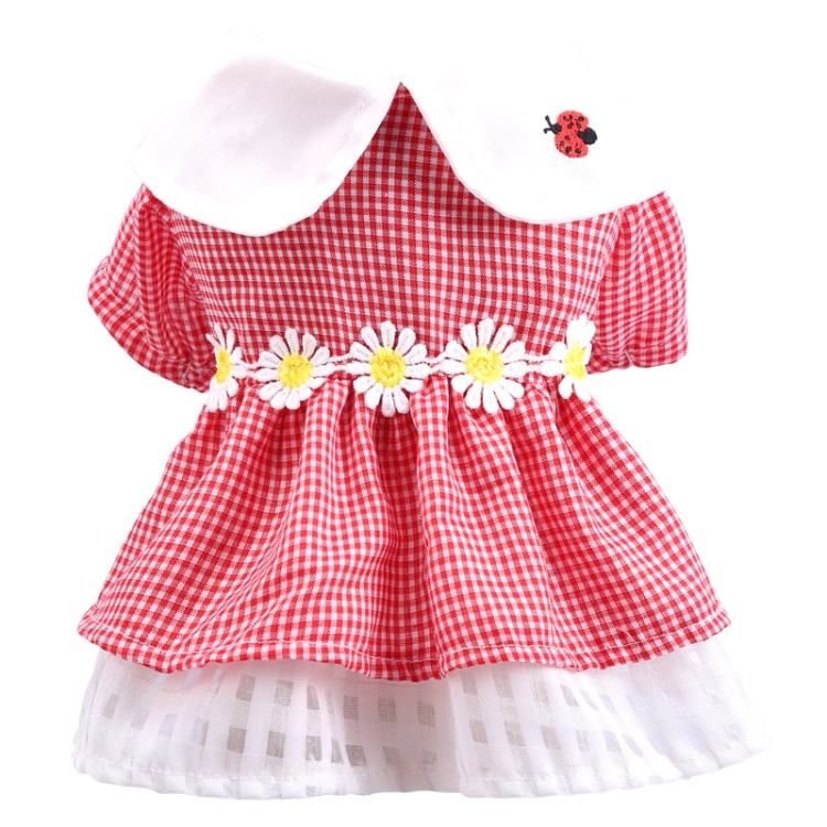 

Dog Clothes Cat Small Dog Pet Flower Skirt, Size: S(Ladybird Red Grid)