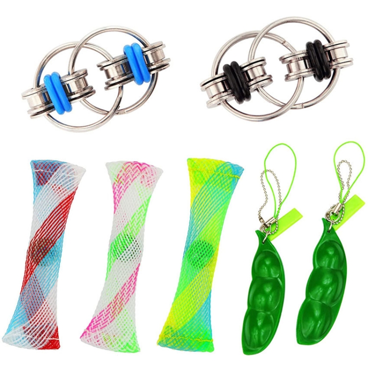 

Pressure Toy Set Pinch Ball Keychain Net Tube, Colour: 7-piece Set