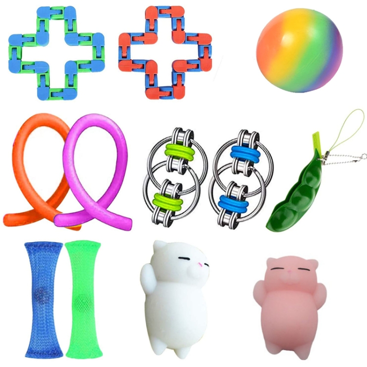 

Pressure Toy Set Pinch Ball Keychain Net Tube, Colour: 12-piece Set