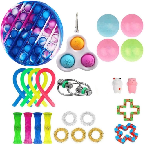 

Pressure Toy Set Pinch Ball Keychain Net Tube, Colour: 24-piece Set