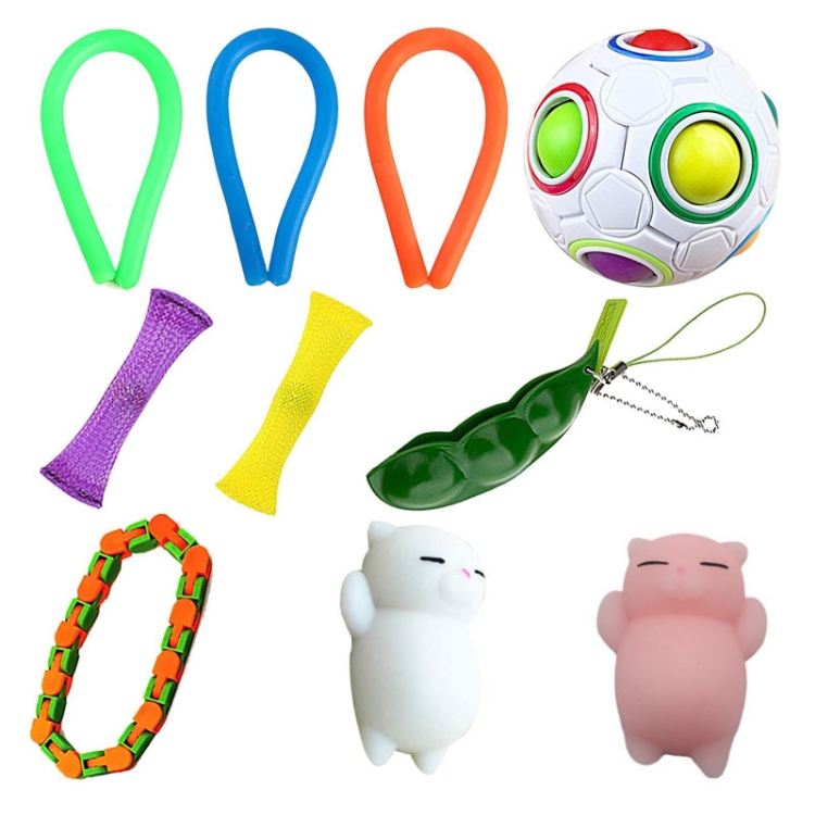 

Pressure Toy Set Pinch Ball Keychain Net Tube, Colour: 10-piece Set