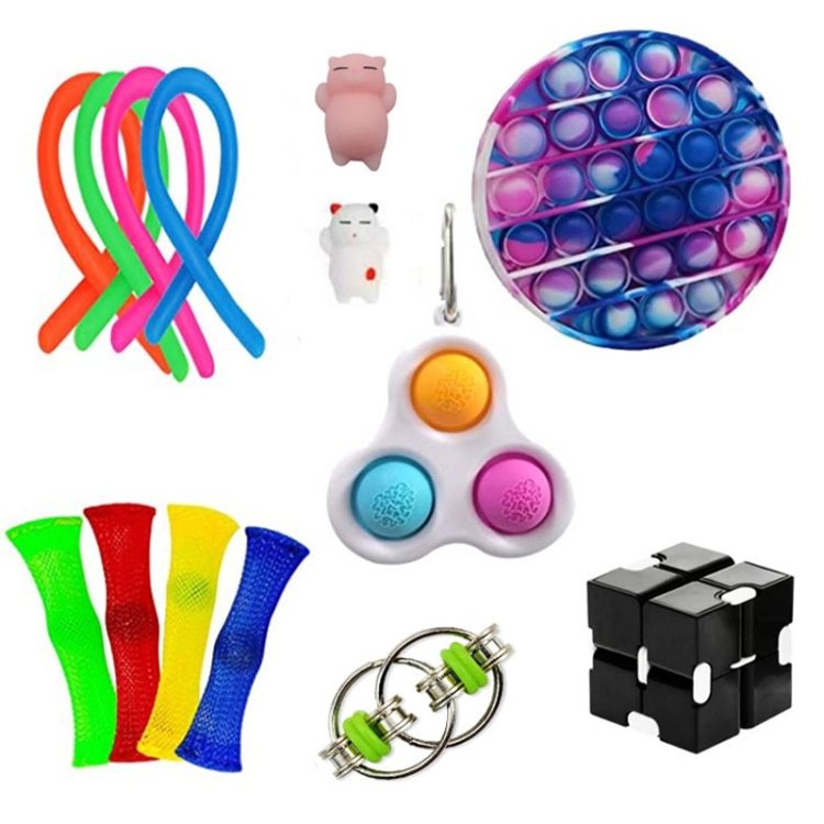 

Pressure Toy Set Pinch Ball Keychain Net Tube, Colour: 14-piece Set