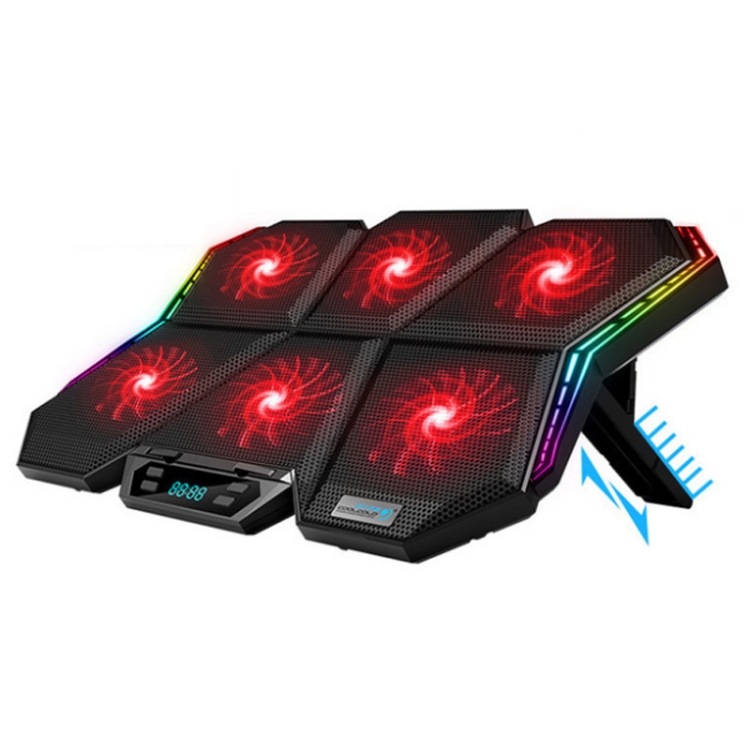 

COOLCOLD RGB Notebook Radiator Six Fan Adjustable Laptop Cooling Base 5V Touch 12 Symphony Version