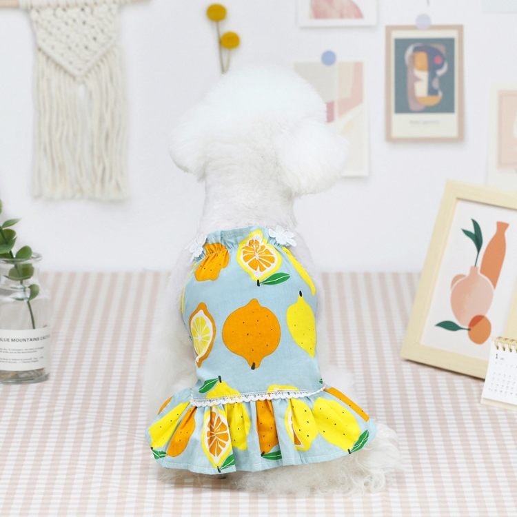 

Pet Clothing Dog Cat Dress Lemon Skirt, Size: L(Blue Gray)