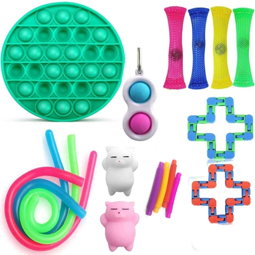 

Venting Reduced Pressure Toys Set Keychain Squeezed Hairpin Network Management Track Chain Twist Toys Set, Colour: 17-piece Set