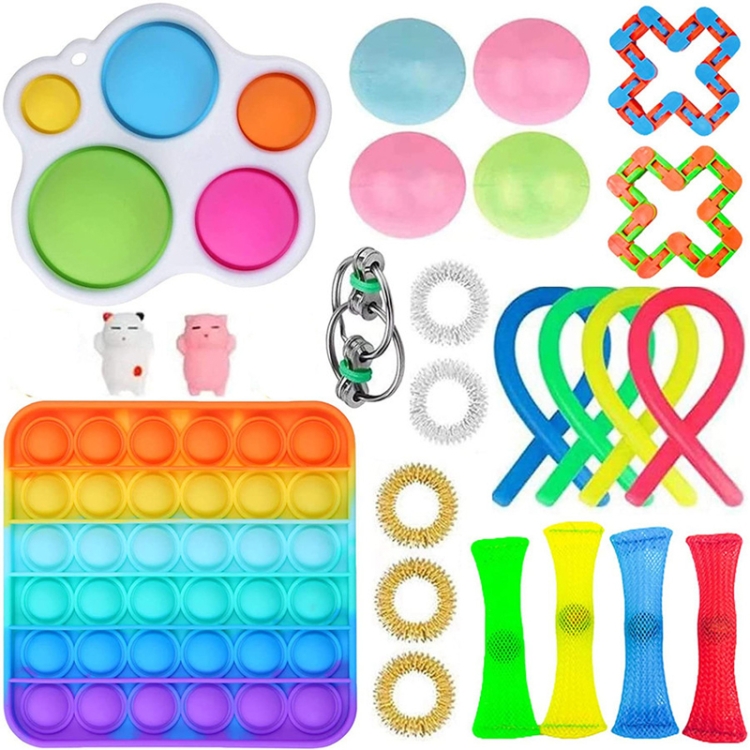 

Venting Reduced Pressure Toys Set Keychain Squeezed Hairpin Network Management Track Chain Twist Toys Set, Colour: 24-piece Set
