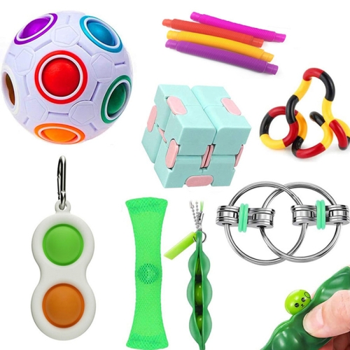 

Venting Reduced Pressure Toys Set Keychain Squeezed Hairpin Network Management Track Chain Twist Toys Set, Colour: 11-piece Set