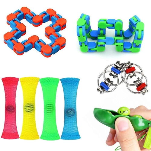 

Venting Reduced Pressure Toys Set Keychain Squeezed Hairpin Network Management Track Chain Twist Toys Set, Colour: 9-piece Set