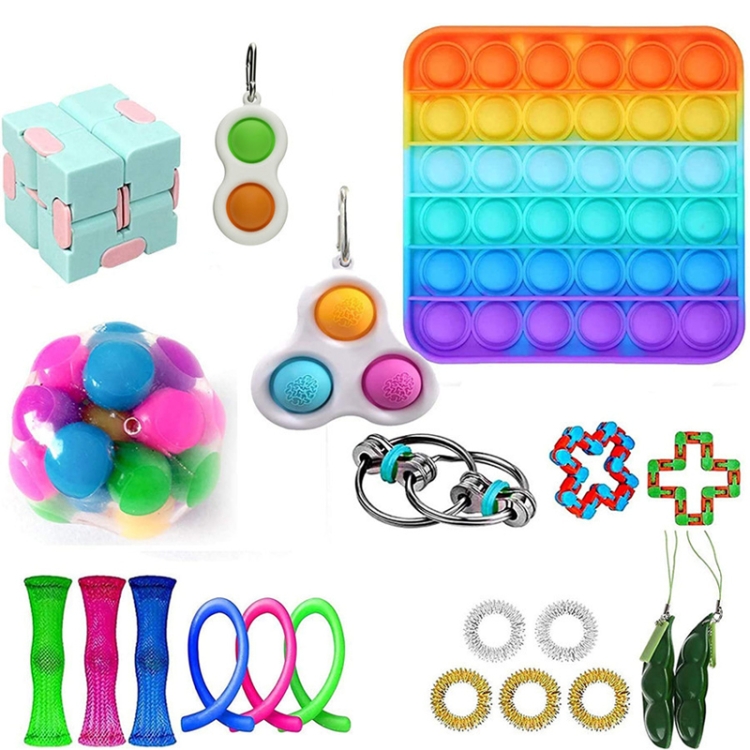

Venting Reduced Pressure Toys Set Keychain Squeezed Hairpin Network Management Track Chain Twist Toys Set, Colour: 21-piece Set