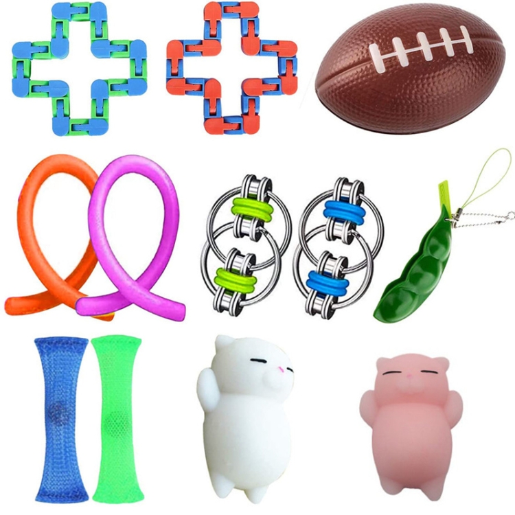 

Venting Reduced Pressure Toys Set Keychain Squeezed Hairpin Network Management Track Chain Twist Toys Set, Colour: 12-piece Set