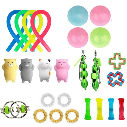 

Venting Reduced Pressure Toys Set Keychain Squeezed Hairpin Network Management Track Chain Twist Toys Set, Colour: 26-piece Set 1