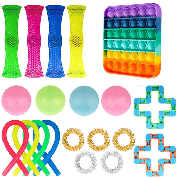

Venting Reduced Pressure Toys Set Keychain Squeezed Hairpin Network Management Track Chain Twist Toys Set, Colour: 20-piece Set