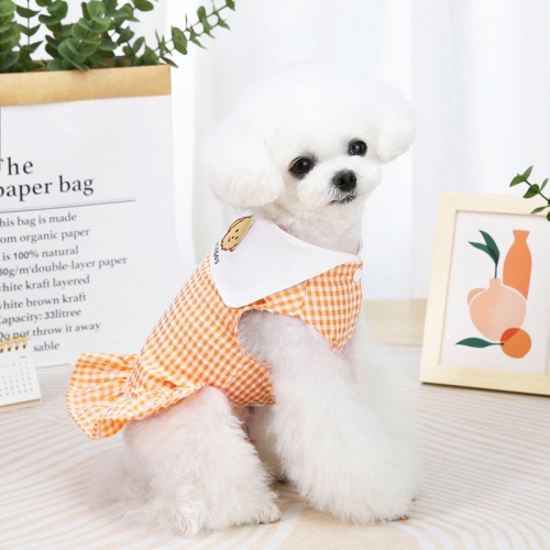 

Pet Clothing Dog Dress Bubble Plaid Skirt, Size: XS(Orange)