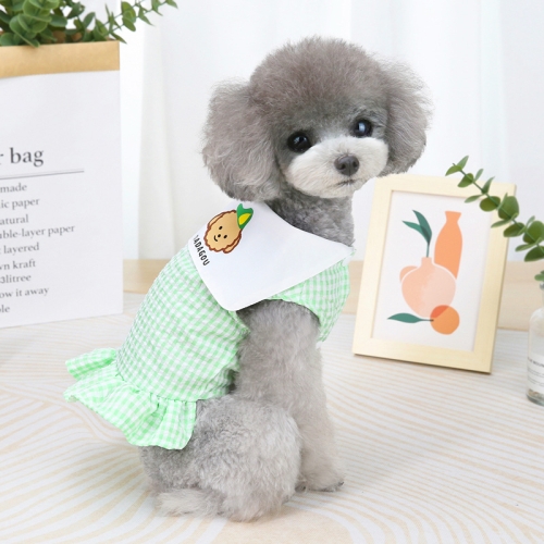 

Pet Clothing Dog Dress Bubble Plaid Skirt, Size: L(Green)