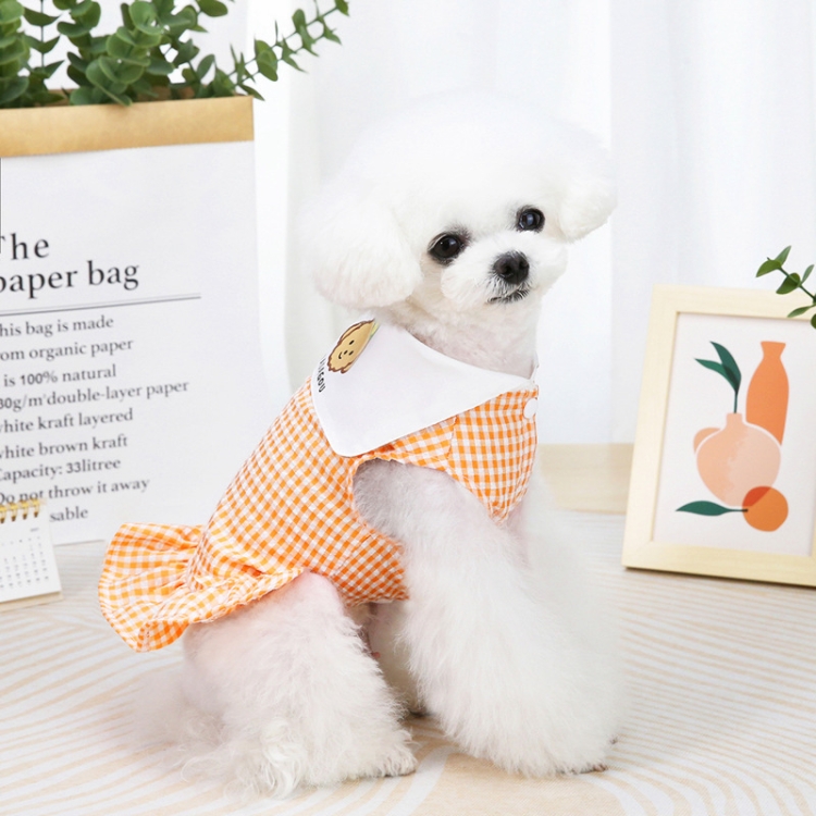 

Pet Clothing Dog Dress Bubble Plaid Skirt, Size: XL(Orange)