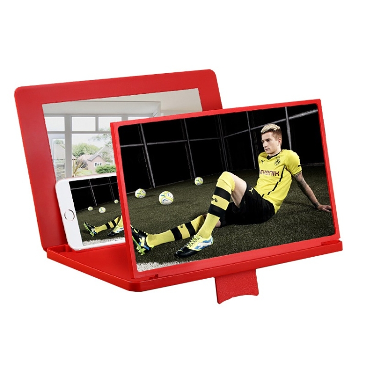 

12 Inch 3D HD Mobile Phone Screen Magnifier With Makeup Mirror Desktop Stand(Red)