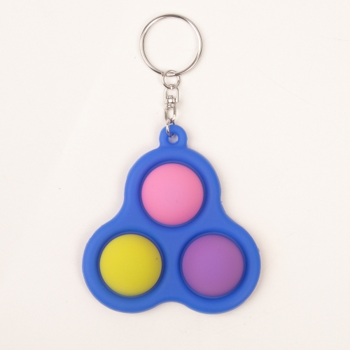 

2 PCS Triangle Four-Color Silicone Keychain Toys Children Food Grade Material Pressing Toys(Blue Pink Yellow Purple)