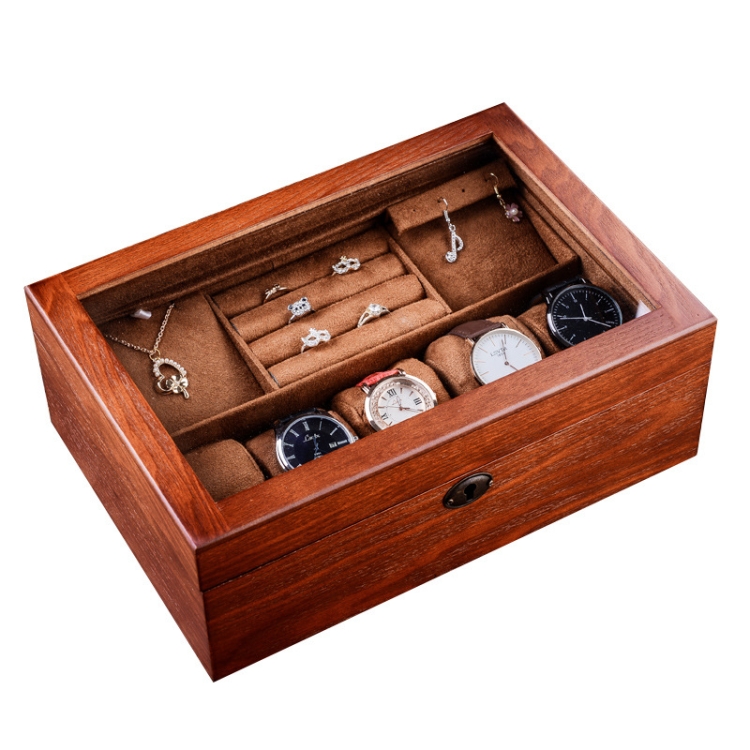 

Wooden Watch Storage Box Jewelry Double-Layer Storage Display Box With Lock