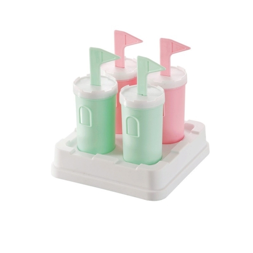 

2 Sets 4 in 1 Children DIY Popsicle Mold Homemade Ice Cream Mold Set(Green Pink)