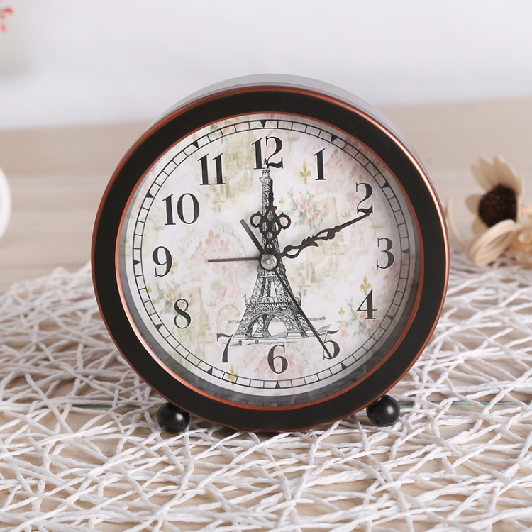 

2 PCS G51 Personality Retro Alarm Clock Bed Mute Metal Student Alarm Clock, Colour: Black