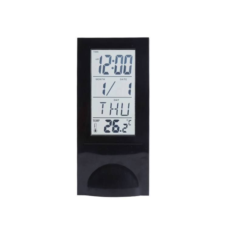 

2098 LCD Transparent Panel Clock Desktop Rolling Silent Tempted Time Alarm Clock(Black)