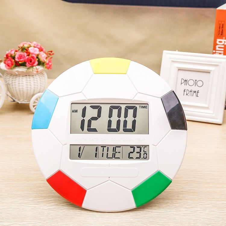 

3888 Calendar Electronic Wall Clock LCD Round Wall Clock(White)