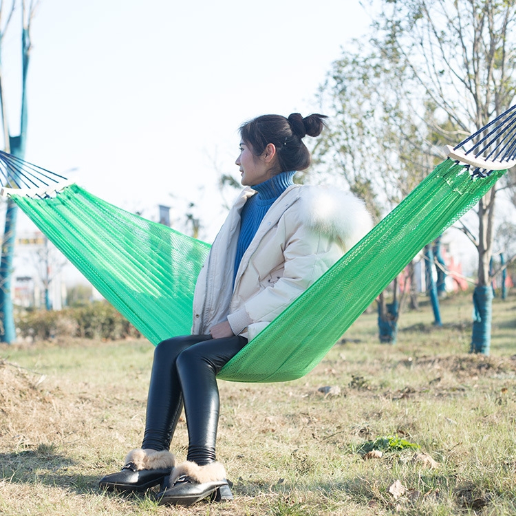 

Bending Ice Silk Mesh Hammock Outdoor Hanging Bed Camping Anti-Sidewall Hammock Swing, Size: 190x130 cm(Green )