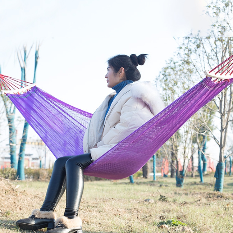 

Bending Ice Silk Mesh Hammock Outdoor Hanging Bed Camping Anti-Sidewall Hammock Swing, Size: 190x130 cm(Purple )