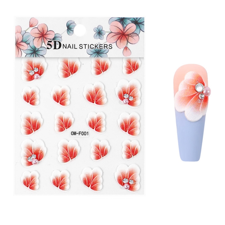 

4 Sets Three-dimensional Embossed Flower Series Nail Stickers 5D Adhesive Nail Stickers(OM-F001)