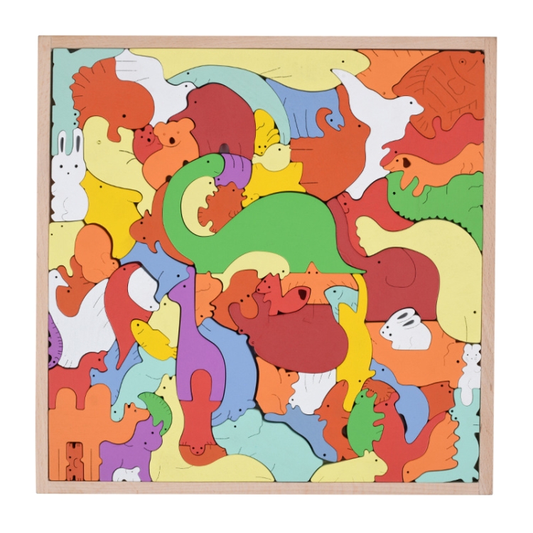 

Animal Puzzle Children 3D Animal Building Blocks Decompression Wood Toys